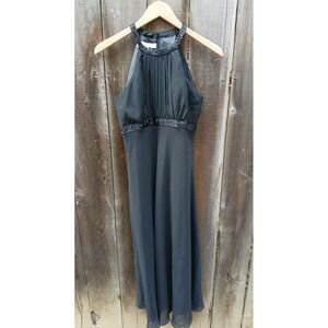 Evan Picone Petite SZ 6P Midi Halter Dress Beaded Empire Waist Lined Sleeveless